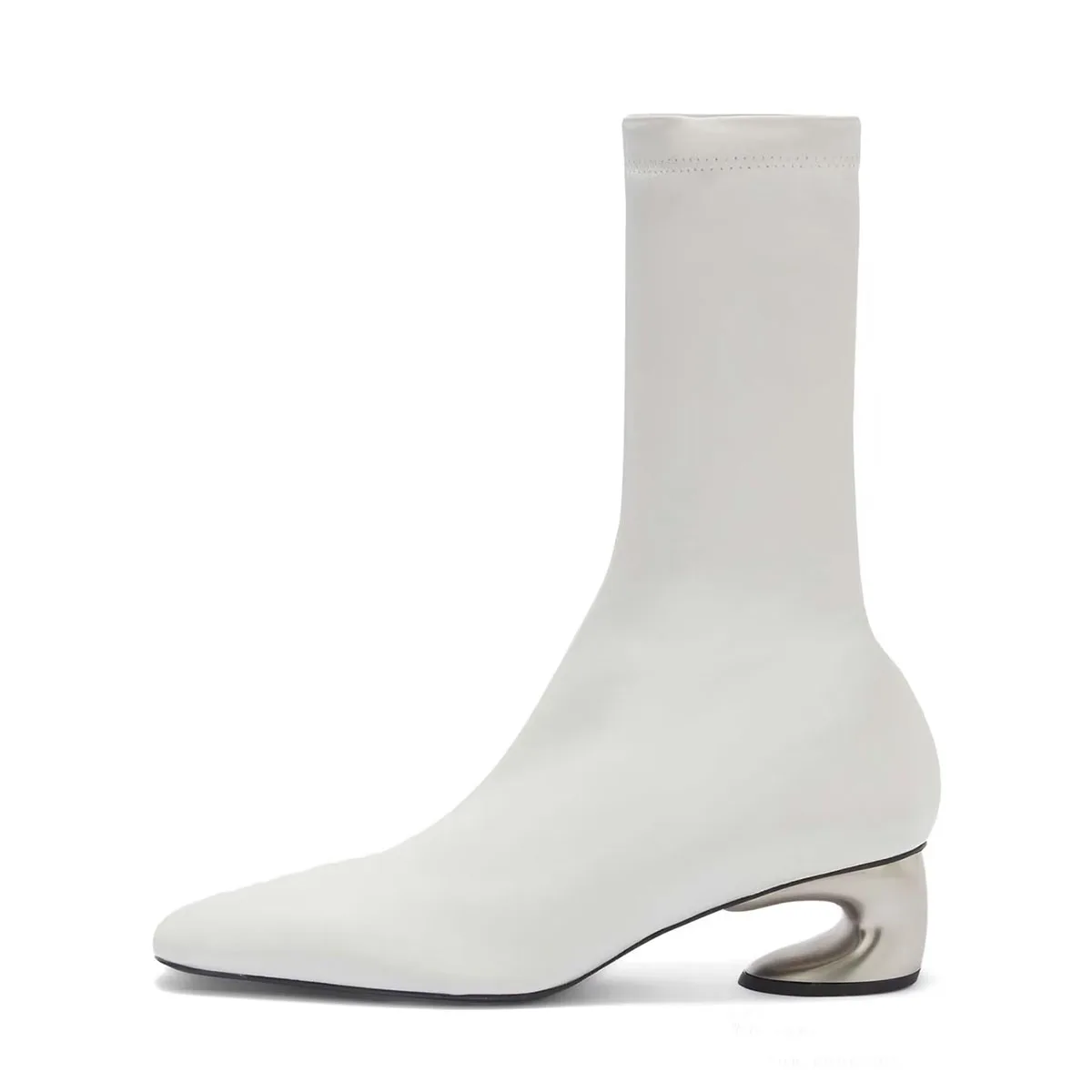 Arden Furtado Autumn Strange Style Elastic Skinny boots Square toe Middle heel SLIP-ON Elastic boots Large size Short boots
