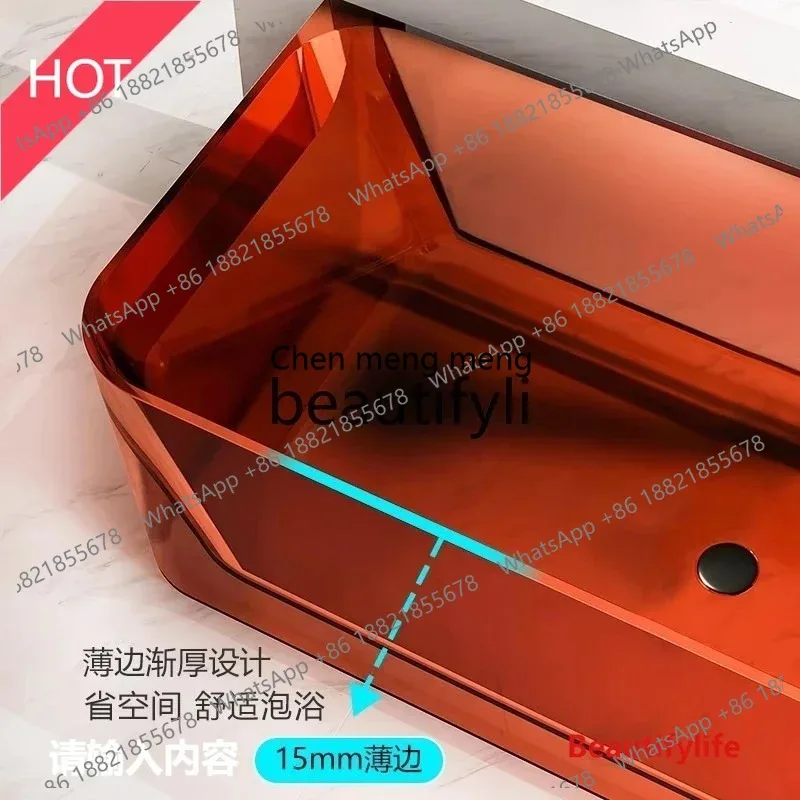Transparent bathtub household small apartment against the wall hotel B & B, crystal color LHY26
