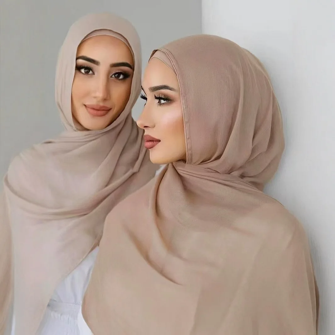 

70*180CM Modal Hijab Modal Double Needle Wide Band Hijab Scarf, Soft Muslim Head Wrap Shawl for Women -Breathable Stretchy Cover