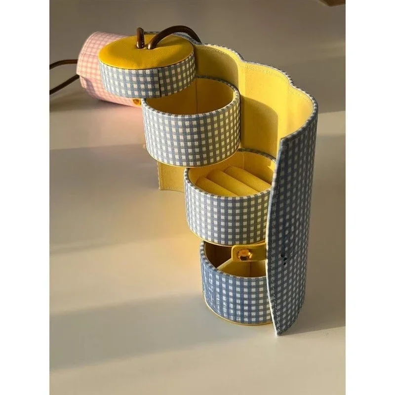 

Handle jewelry fabric Portable jewelry box Wind imagination Makeup signal Smart multi-layer rotating storage