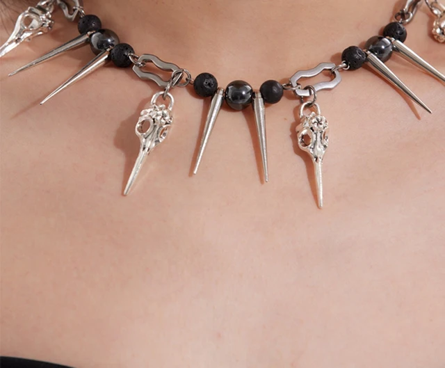 HUANZHI Gothic Style Rock and Roll Bird s Head Black Ball Collarbone Chain For Women Men Necklace Fashion Accessories Jewelry AliExpress