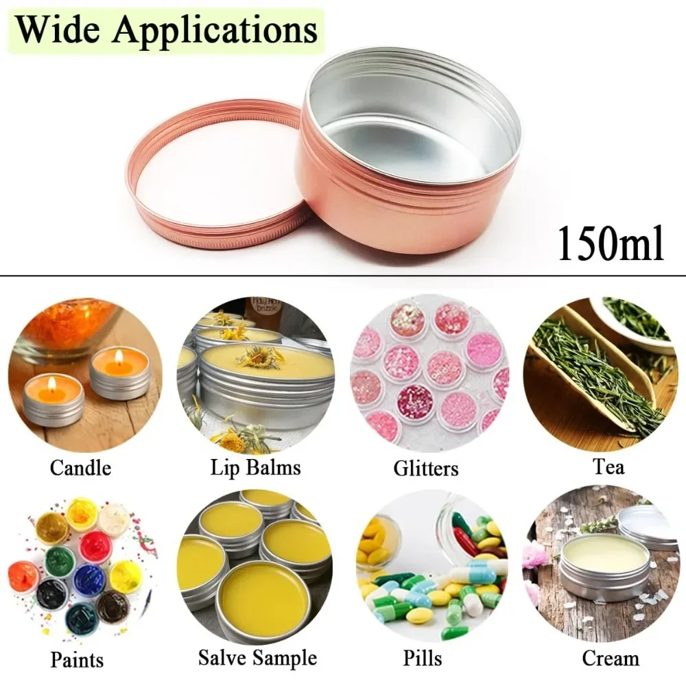 50PCS 5/ 10 / 15 / 30 / 50/ 60/ 80 / 100/ 150g Double Frosted Aluminum Jar Cosmetic Metal Thread Split Aluminum Refill Container
