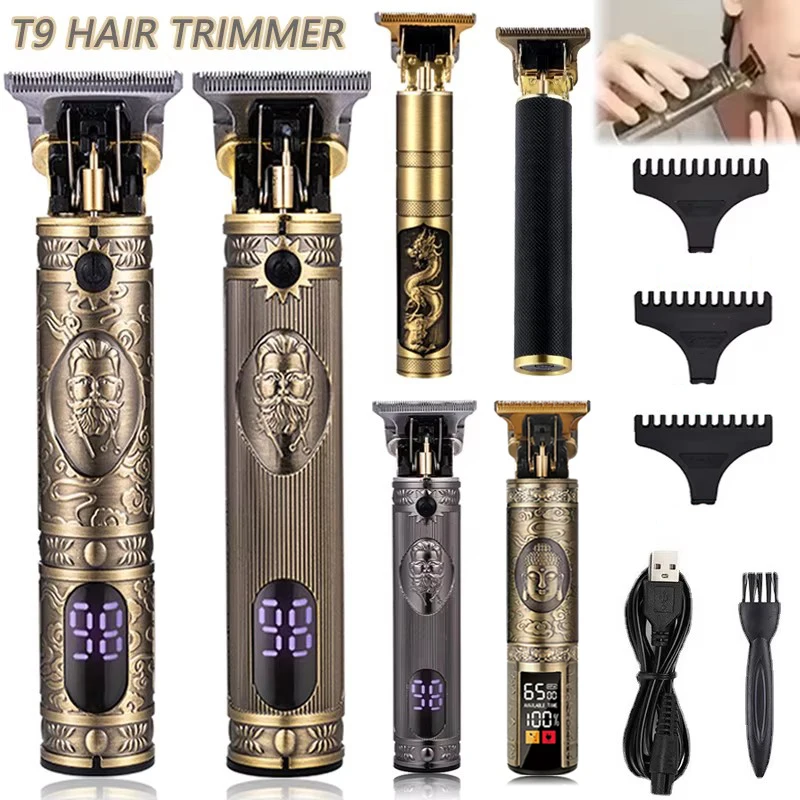 T9 Carving Hair Clipper Professional Hair Cutting Machine Barber Rechargeable Hair Trimmer Metal Haircut Machine Clipper for Men