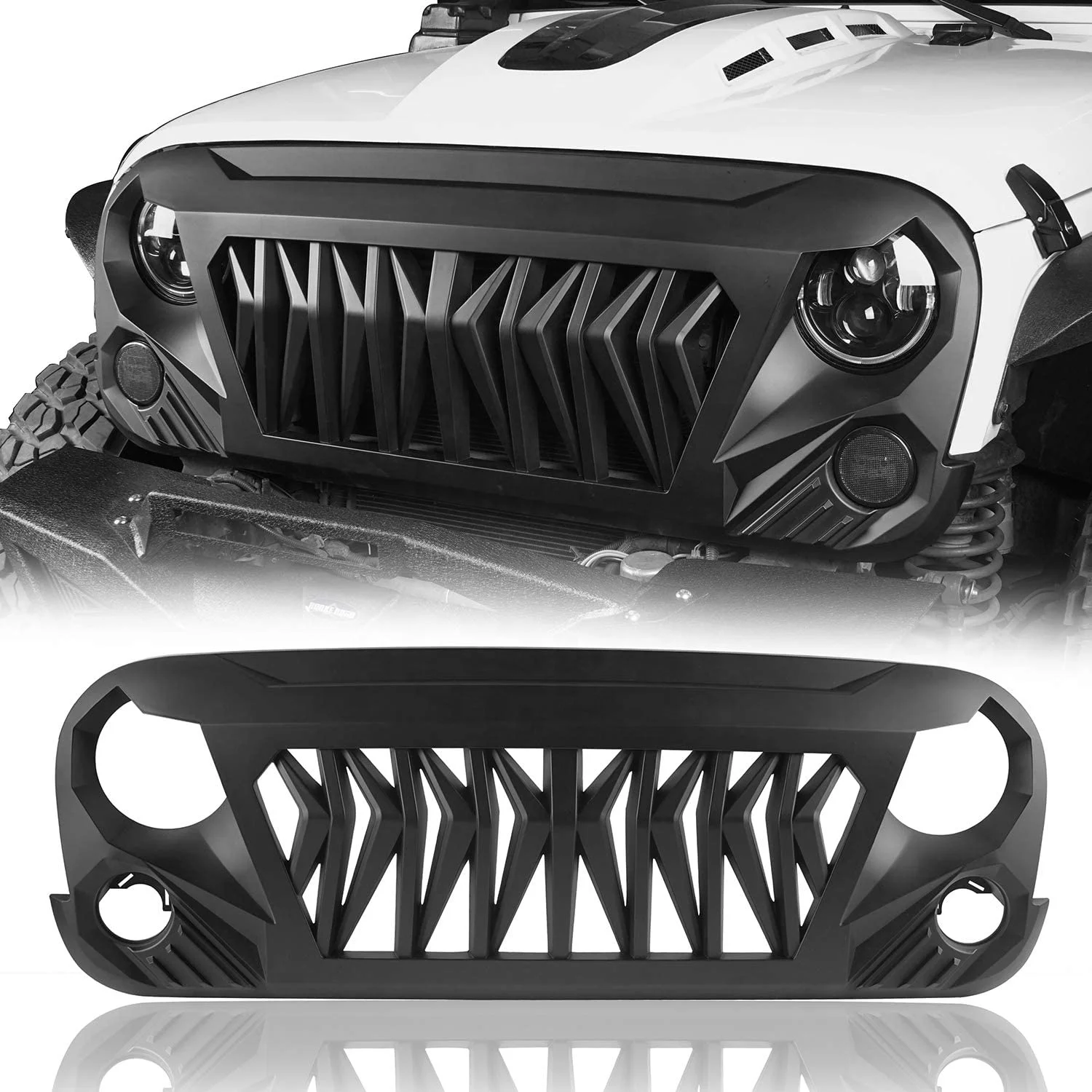 Shark Grill Matte Black Front Grille Grid For Jeep Wrangler JK 2007-2018 Rubicon Sahara Sport Unlimited