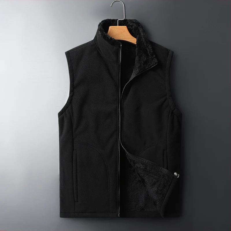 

[Multiple colors available] Vest Men's Velvet Thermal Vest Sleeveless Vest Polar Fleece Vest Fleece Thermal Vest Loose Stand Col