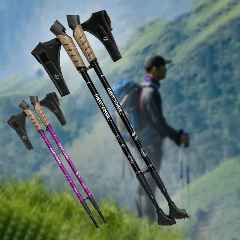 2 Stück Outdoor Aluminium Trekkingstöcke für Wandern, Nordic Walking, Verstellbare Leichtgewichtige Kletterstöcke für Bergsteigen