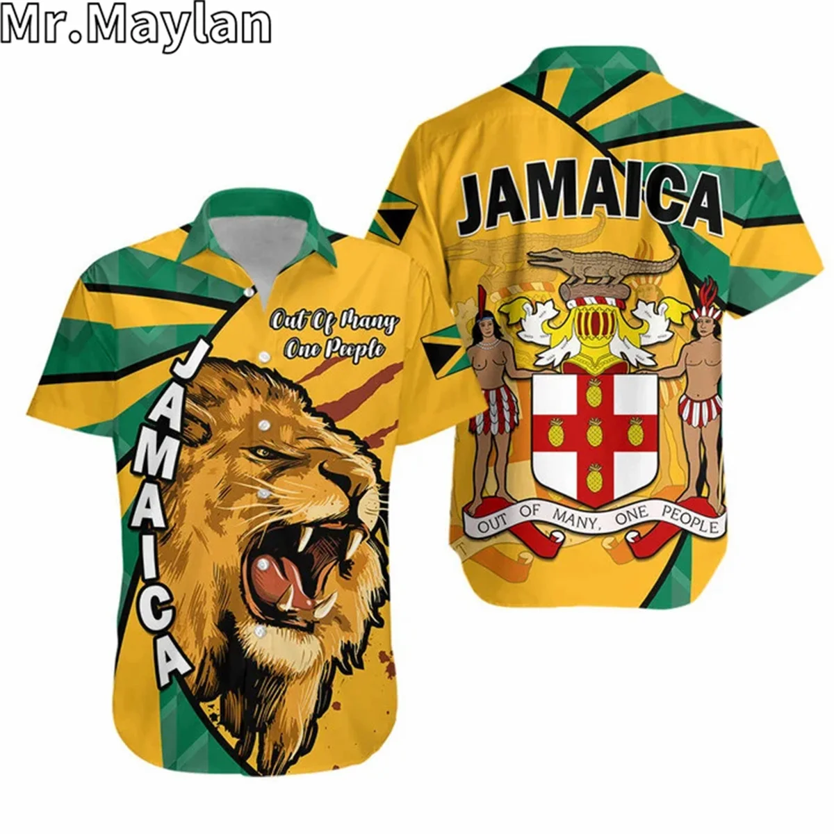 JAMAICA LION ROAR Hawaiian Shirts 3D Reggae Bob Marley Shirt Summer Short Sleeve TShirt Streetwear Oversized 5XL Chemise Homme-2