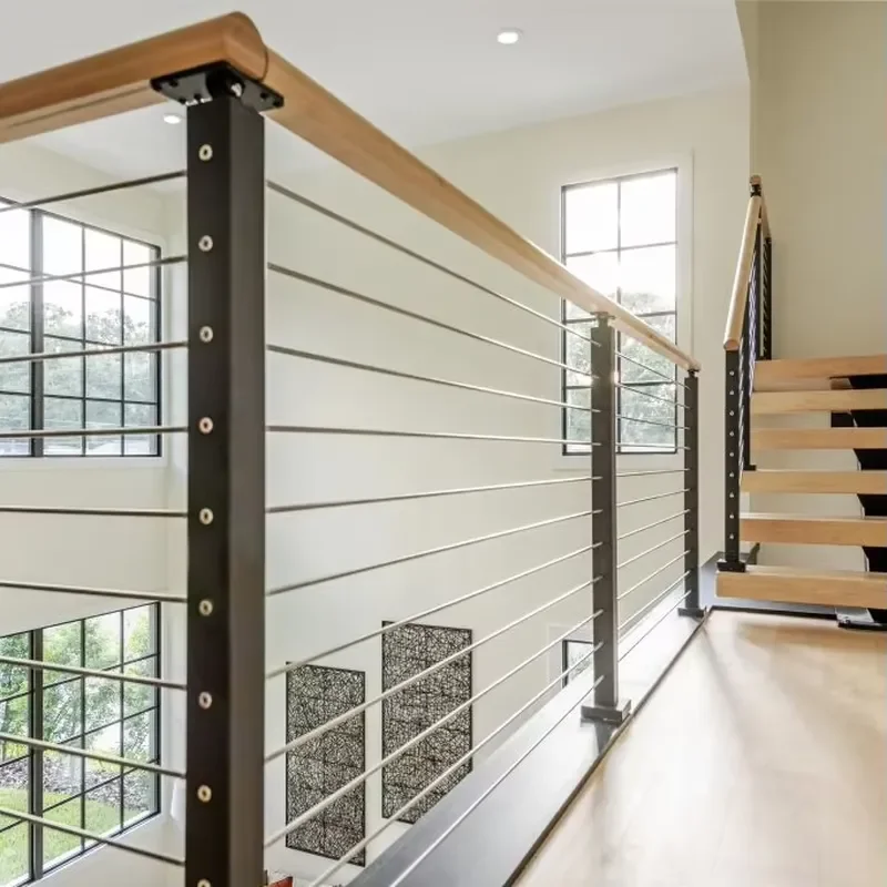 Modern 50X50mm Staircase WPC Stainless Steel Vertical Cable Railing Balustrades Handrails for Villa Glass Balustrade Handrail