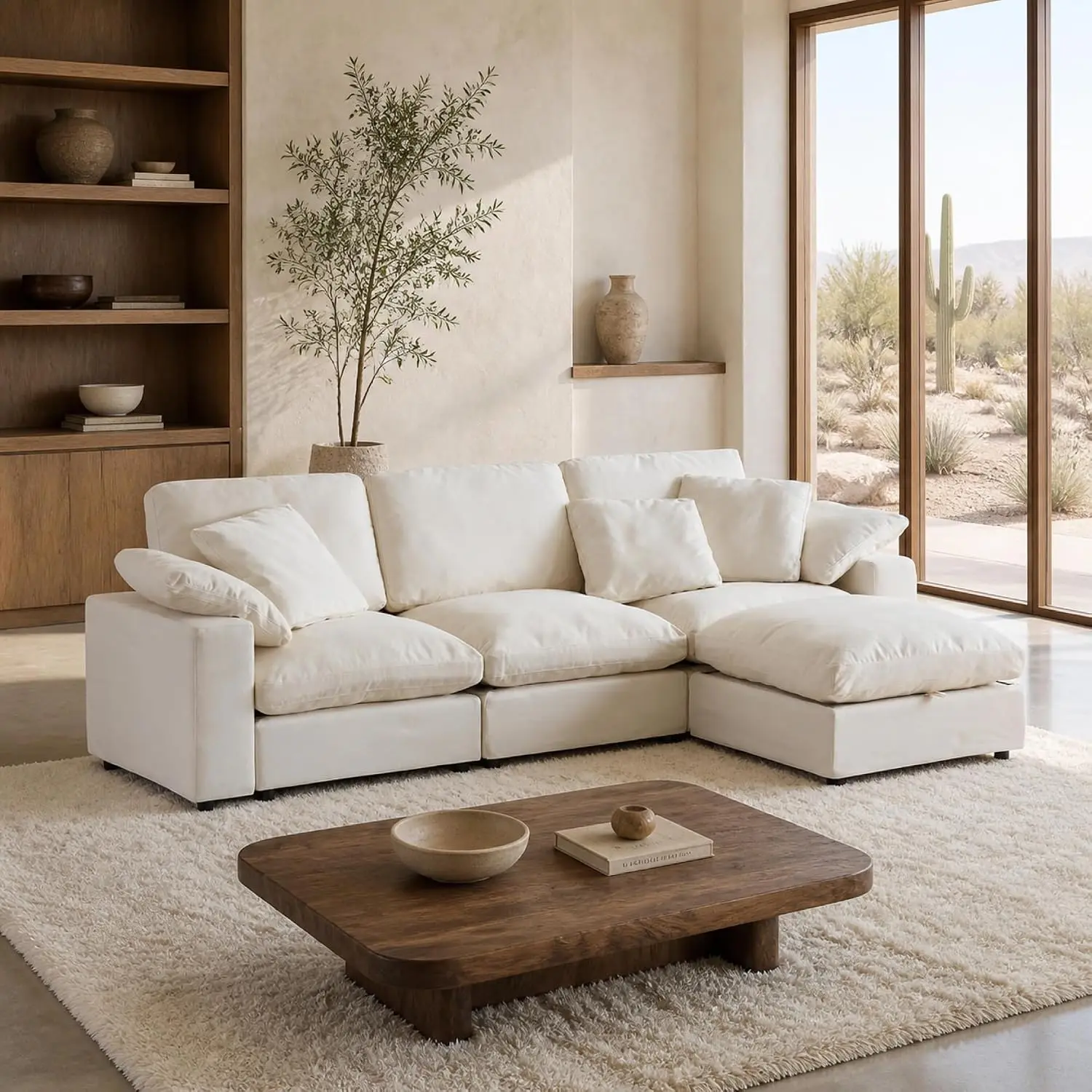 Cloud Couch Modular Sectional Sofa - 3-Seat with Ottoman , Custom