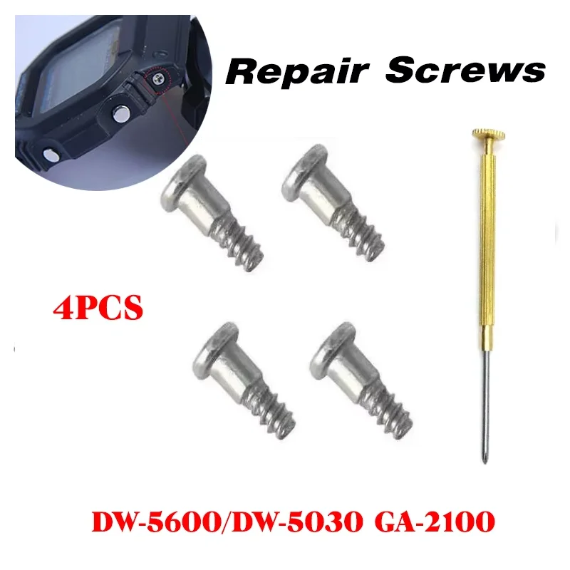 4pcs Watch Case Screws for DW 5600 GW-M5610  DW-5600 DW-5030 GA-2100 Series Bezel Repair Stainless Steel Screw Tool Accessories