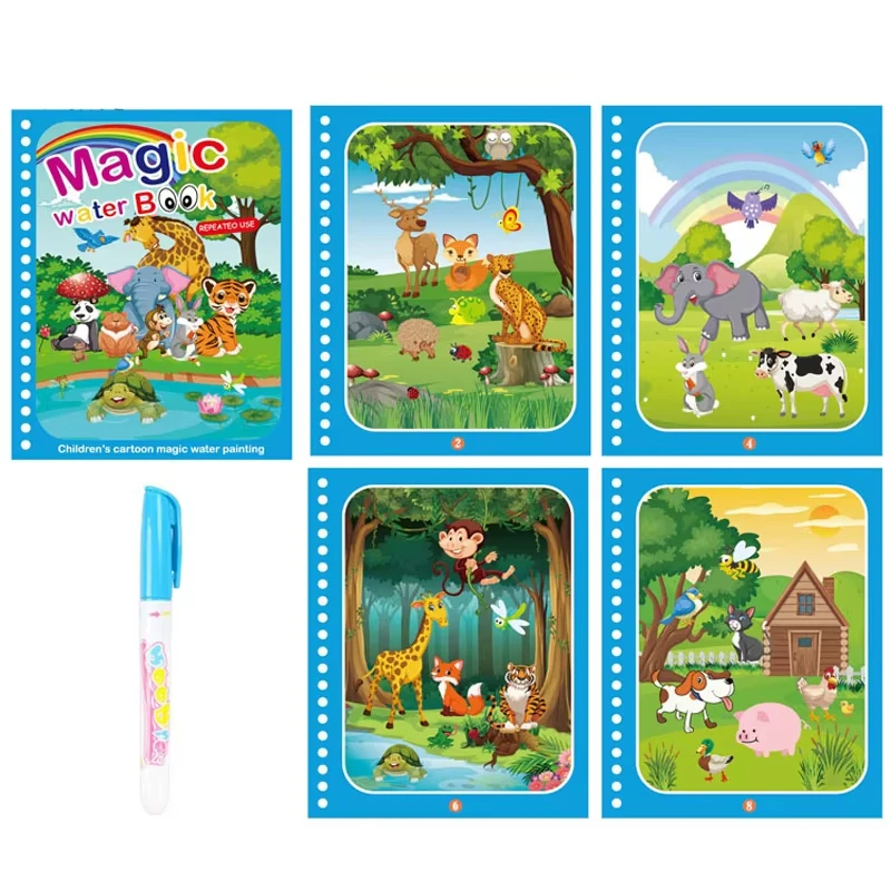 Reusable Magic Water Coloring Book Drawing Book for Kids Toddler Painting Book Montessori Educational Learning Toys