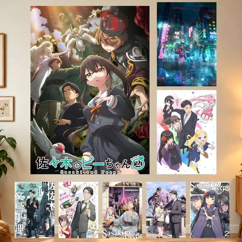 Healing anime Sasaki and Peeps Poster Home Wall Decor for Living Room Bedroom Office Aesthetic Room