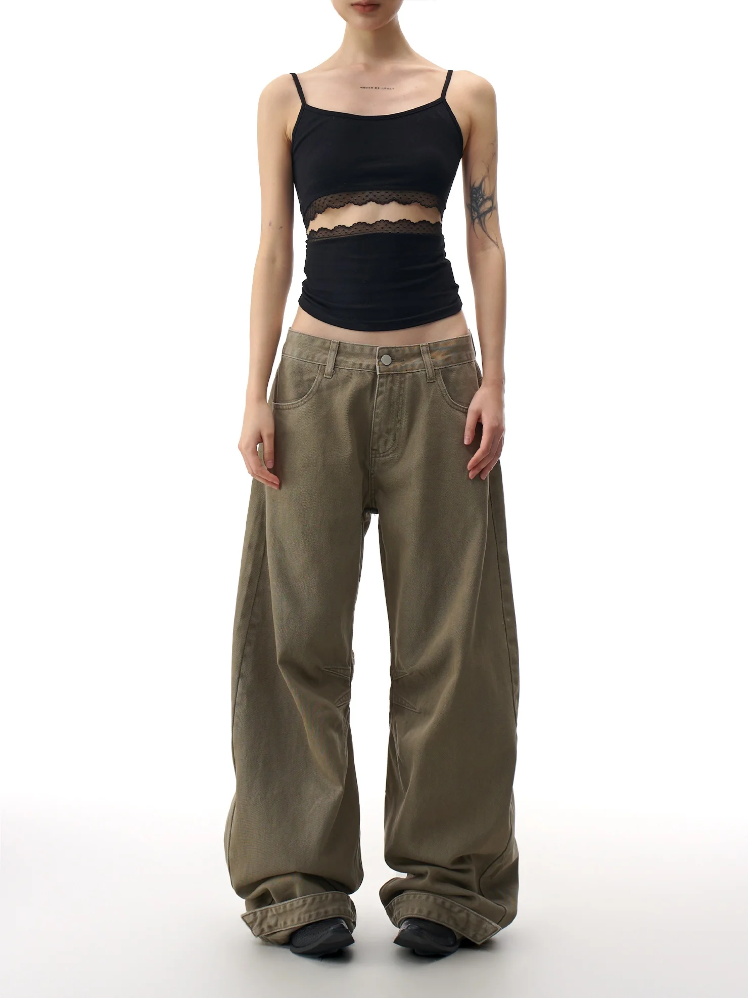 

American Retro Loose Casual Pants Women's Wide Leg Jeans Spring New Sle Faion Design Sense Casual Cotton Denim Skinnies