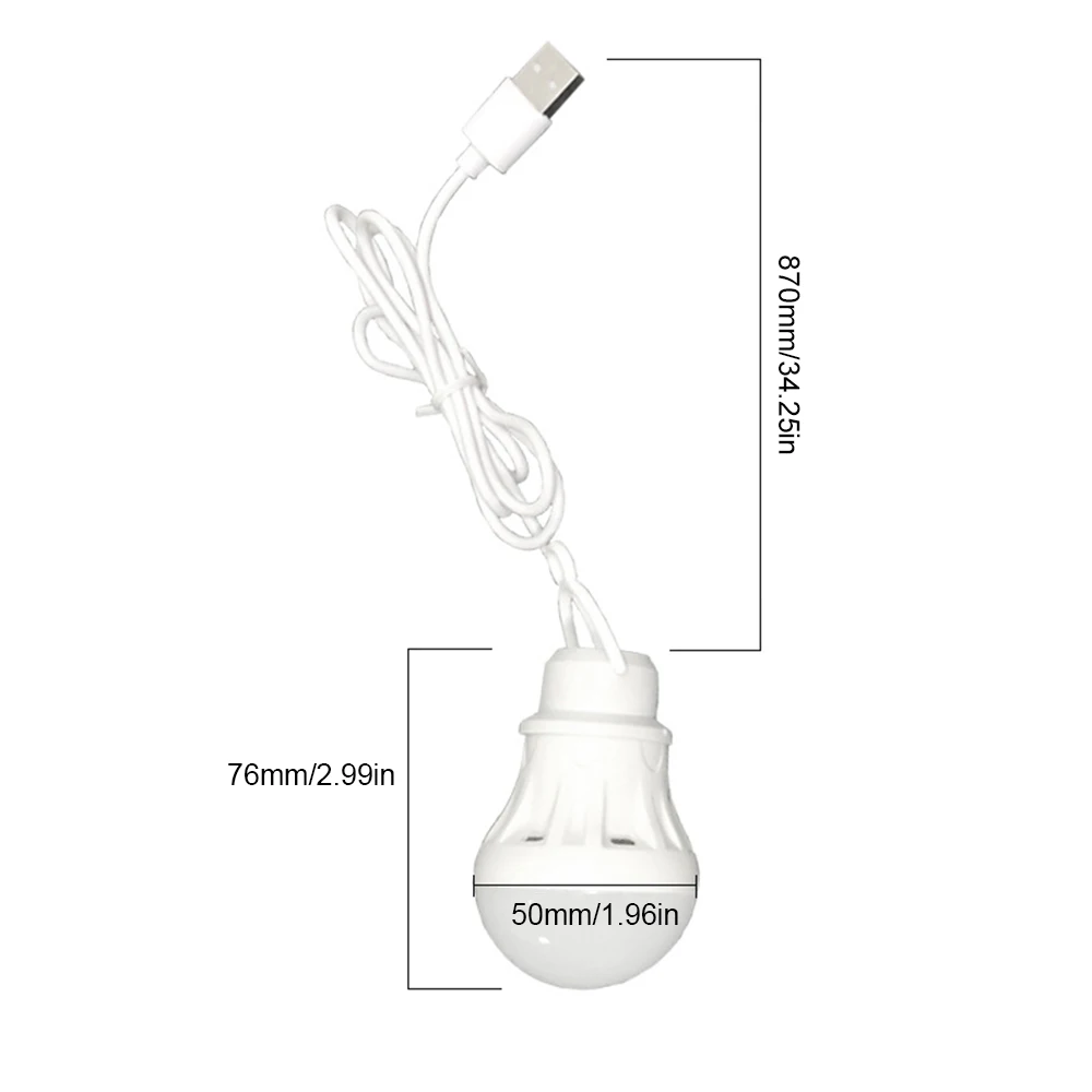 Portable LED Bulb Outdoor Camping Lamp USB Power Book Light Reading Student Study Energy Saving Emergency Lighting