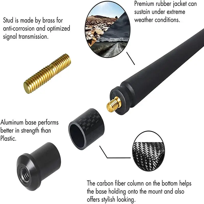 25CM Multi-Model Universal AM FM Antenna No Drilling Easy Installation for Ram 1500 Wrangler JK/JL Car Accessories