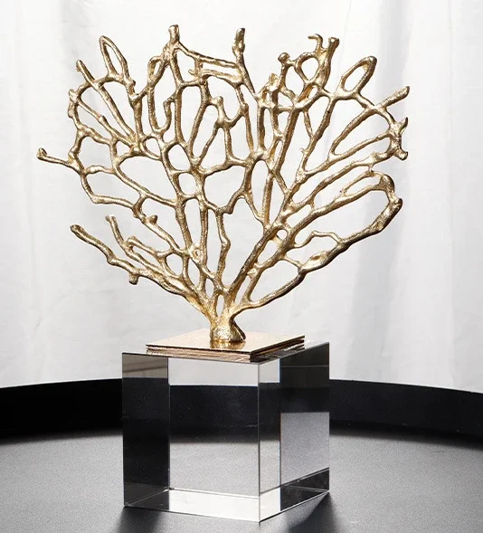 

Gold-colored Coral Tree White Crystal Base Home Decor Art Beautiful Decoration
