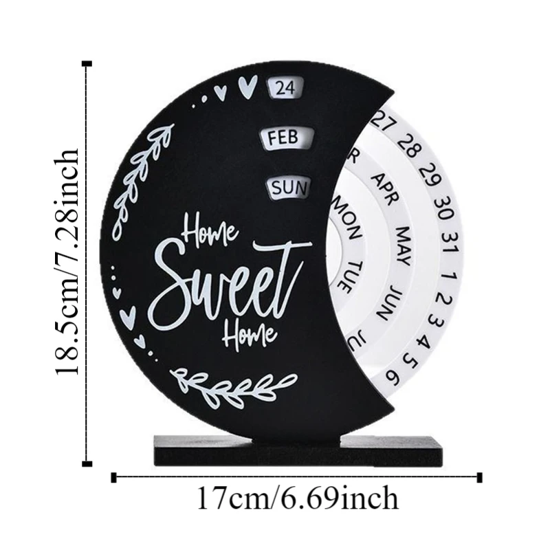 창의적인 수동 회전식 책상 달력 월 날짜 표시 DIY 시간 영구 달력 관람차 데스크탑 캘린더 조절 가능