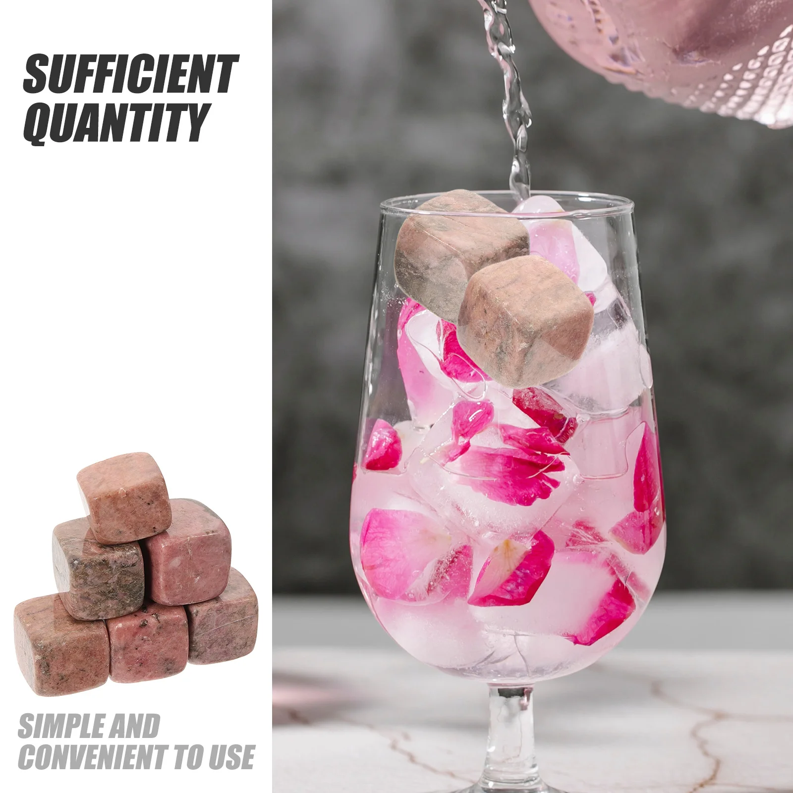 

6Pcs Whiskey Cube Stones Reusable Ice Cubes for Drinks Smooth Finish Long-Lasting Cooling Stones for Whiskey Wine Cocktail