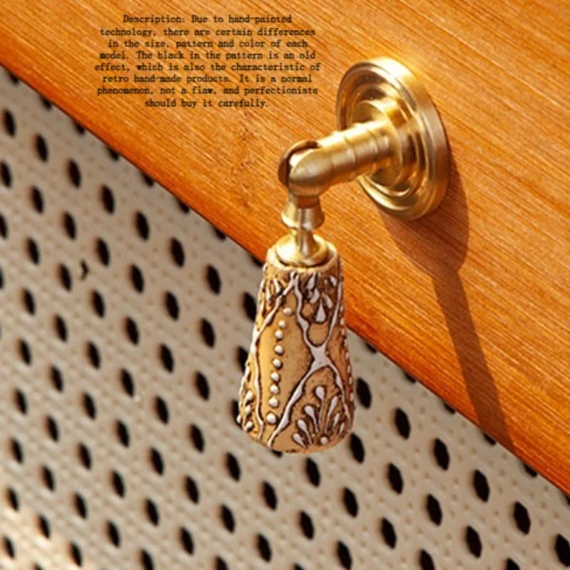 Hand-painted solid wood to make old brass bronze pendant cupboard door wardrobe drawer handle