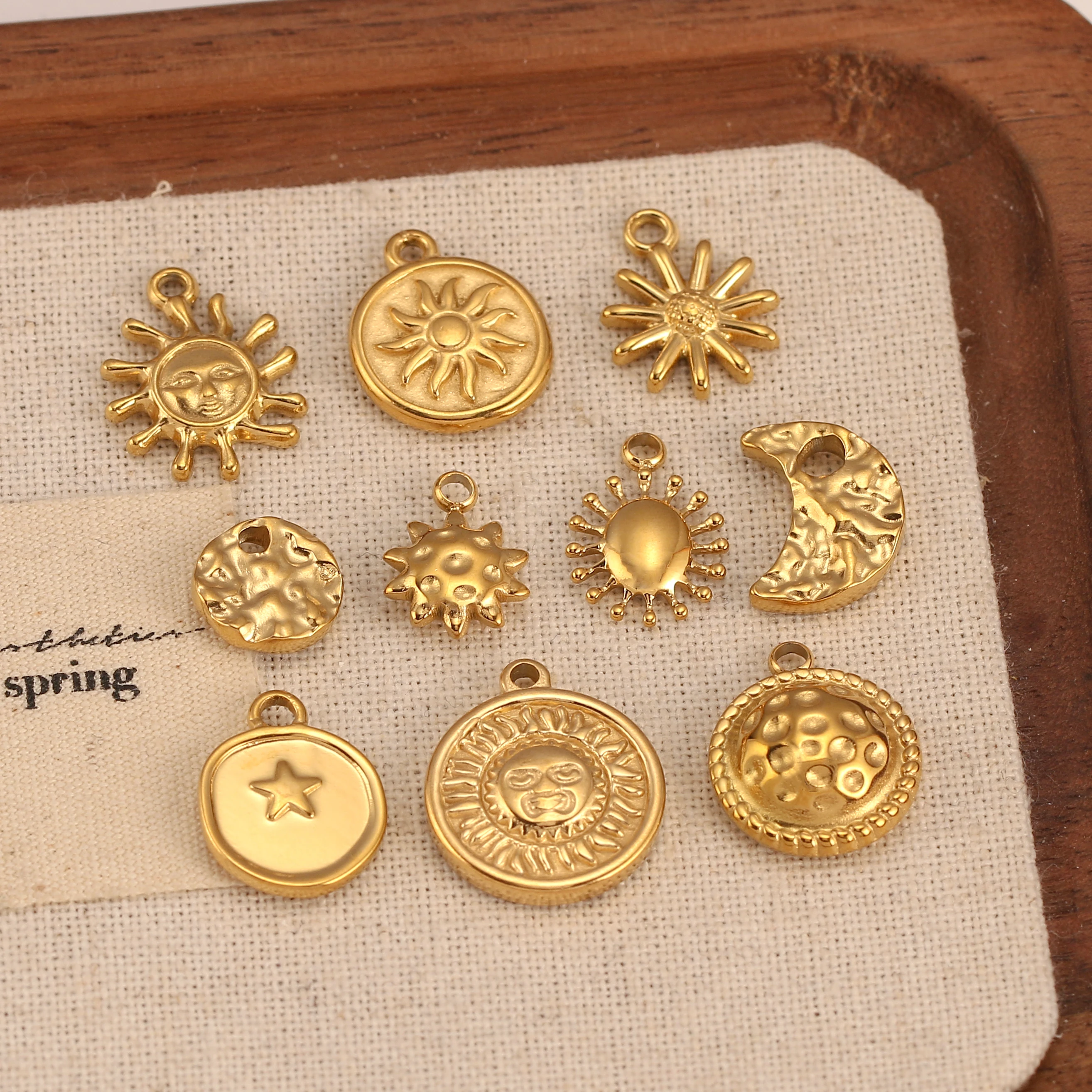 3Pcs/Lot Celestial Sun/Star/Moon Charms for Jewelry Making Stainless Steel Pendants DIY Necklace Bracelet Dangle Crafts Supplies