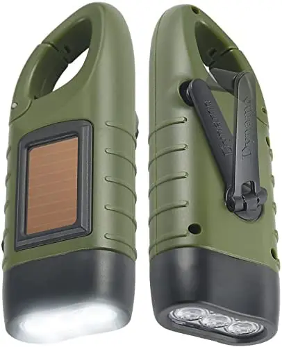 

Hand Crank Solar Dynamo Flashlight Rechargeable Emergency LED Mini Keychain Snap Clip Backpack Flashlight Outdoor Camping