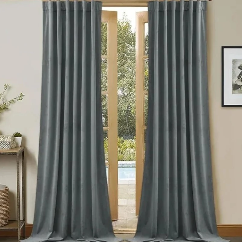 

Dutch Velvet Thickened Curtains For Living Dining Room Bedroom Full Blackout Flannel Solid Color Curtains Deecor Custom Size