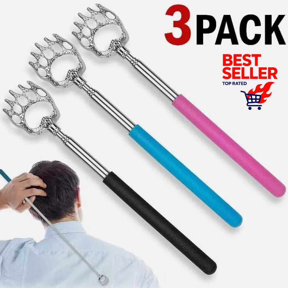 3PCS Back Scratcher Telescopic Bear Claw Scratching Back Scratcher Massager Rotate Telescoping Itch Health Products Hackle