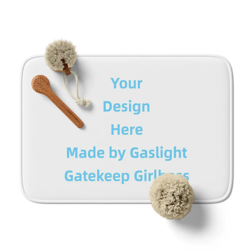 

Gaslight Gatekeep Girlboss Дизайн Ваш собственный коврик для ванной на заказ с нескользящим основанием, впитывающий супер уютный фланелевой коврик для ванной комнаты, ковер
