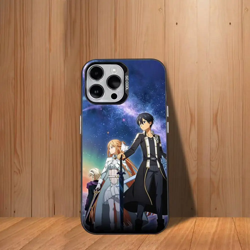 حافظة هاتف Sword Art O-Online SAO Kirigaya لهاتف iPhone 17,16,15,14,13,12,11,Mini,Pro,SE,MAX غطاء أبيض غير لامع مقاوم للصدمات