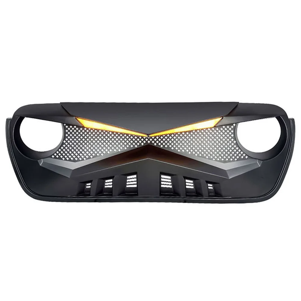 For Jeep Wrangler JL Gladiator JT 2018-2023 Knight Lamp Eyebrow Style Front Bumper Grille Cover Racing Grill Inlet Guard Grid