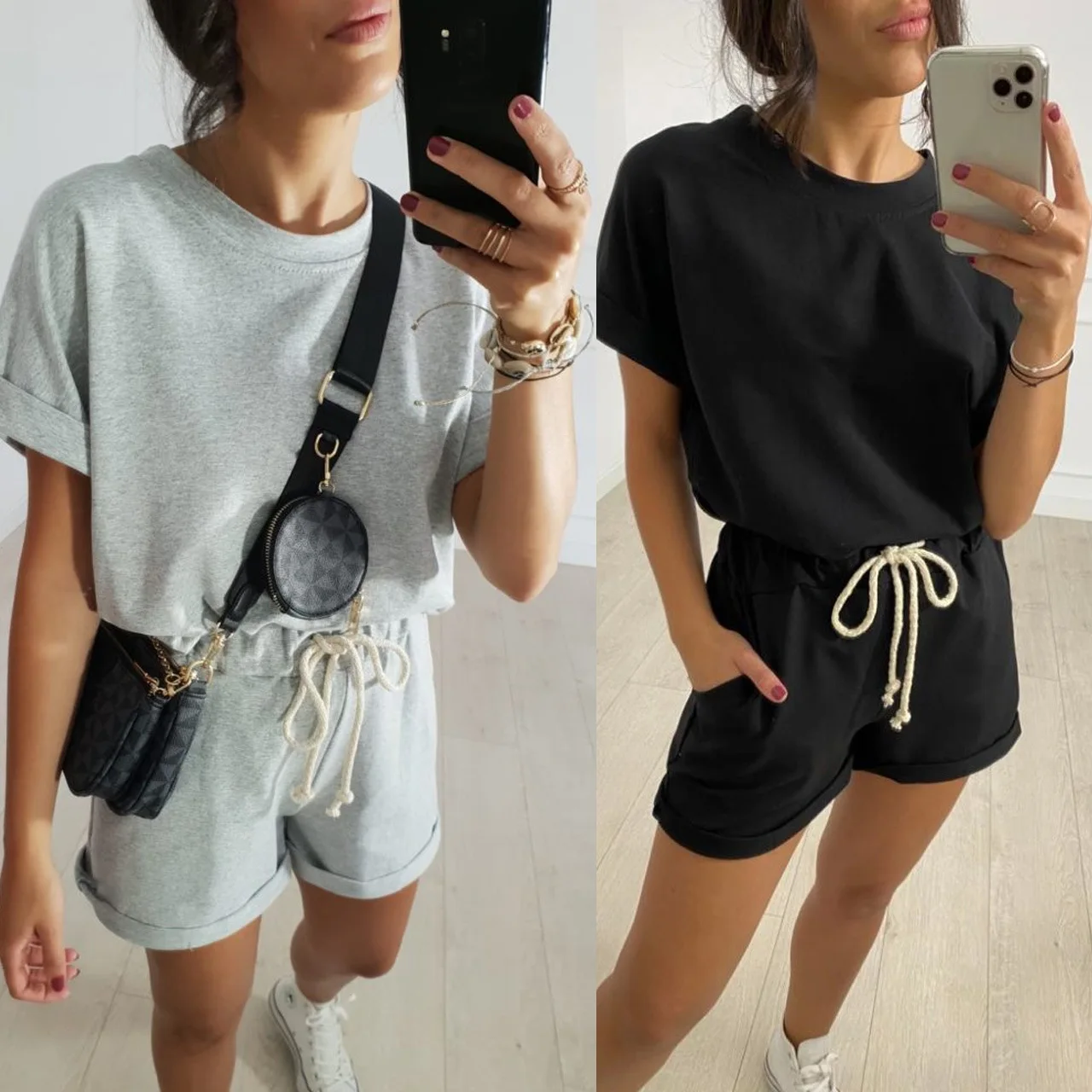 2025 Nuevo conjunto de pantalones cortos para el hogar informales y cómodos para mujer 20723