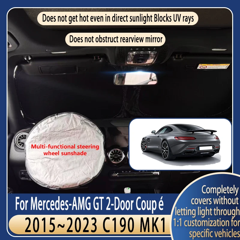 

Steering wheel Car Sun Visor For Mercedes-AMG GT 2-Door Coupé 2015~2023 22 Summer Cooling Accessories Front Windshield Sunshade