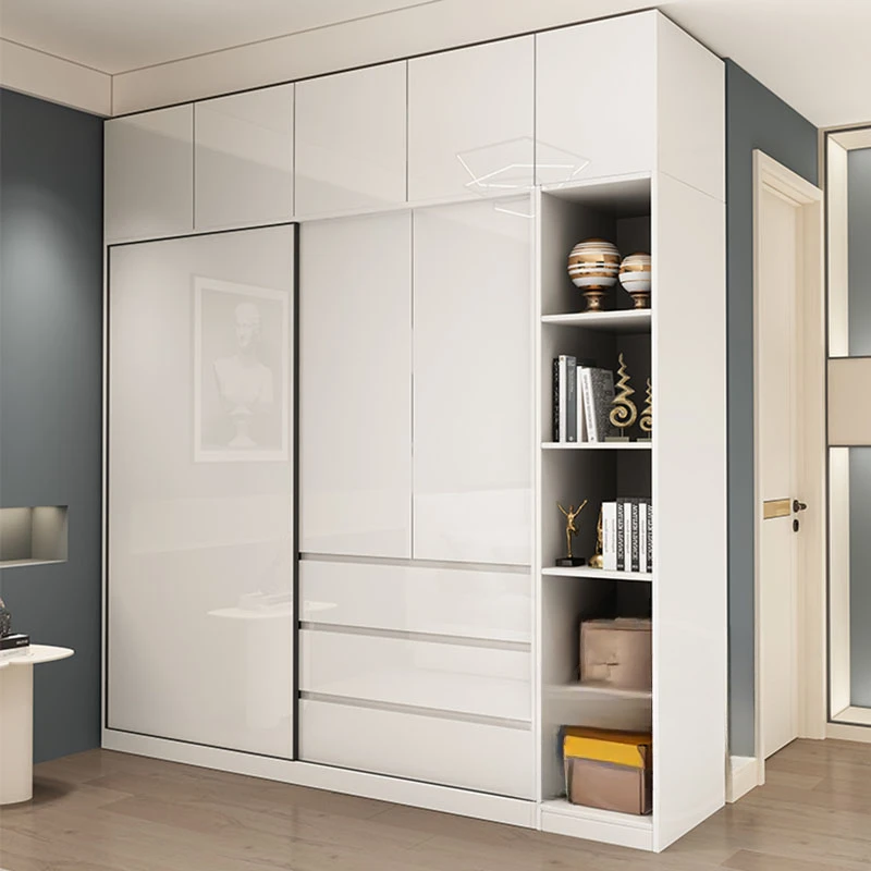 

Wood Nordic White Wardrobe Modern Space Saving Sliding Doors Wardrobe Storage Cabinet Apartment Szafa Na Ubrania Home Furniture