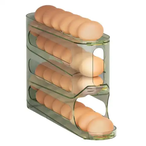 계란 롤링 랙 4 레이어 자동 계란 랙 롤링 계란 홀더 식품 등급 공간 절약형 계란 주최자 대용량 계란