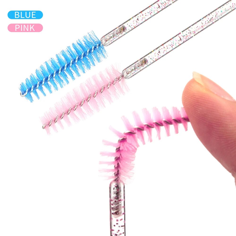 Wegwerp Kristal Wimperborstel Mascara Toverstokken Lash Extension Tools Make-Up Applicator Groothandel Wimpers Accessoires Roze/Blauw