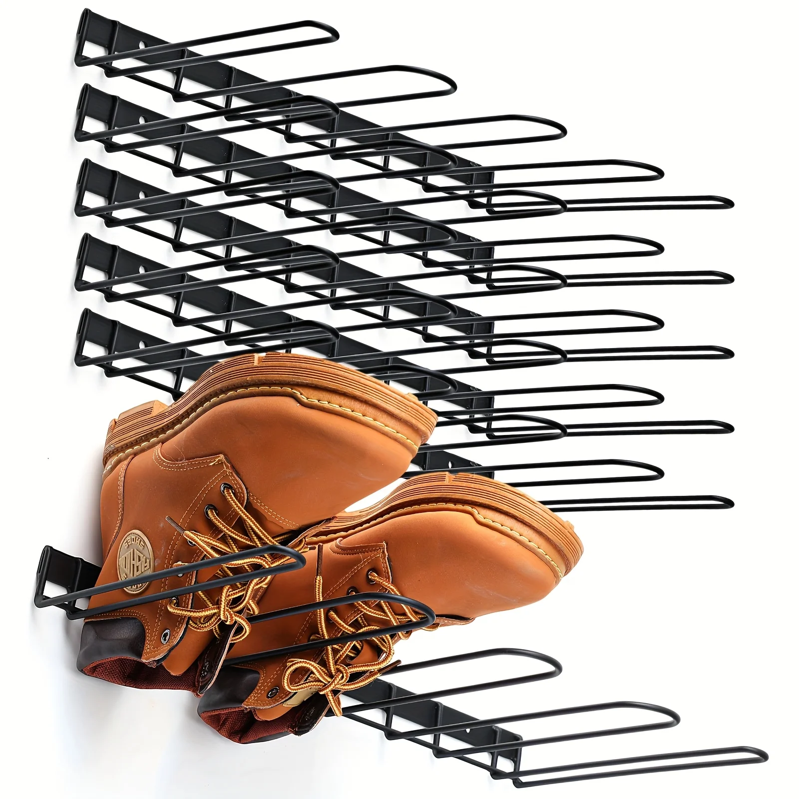 

Heavy-Duty Metal Rack for Wall Mounting, Designed to Hold Boots And Waders, Perfect for Organizing Shoes in Entryways, Closets, Or Garages, Hanging Shoe Organizers