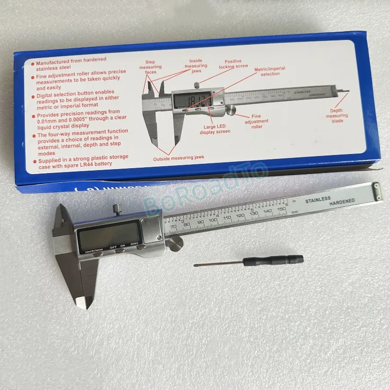 Digital vernier caliper Stainless steel caliper 0-150MM 6 inch 0.01mm digital display electronic ruler length measuring tools