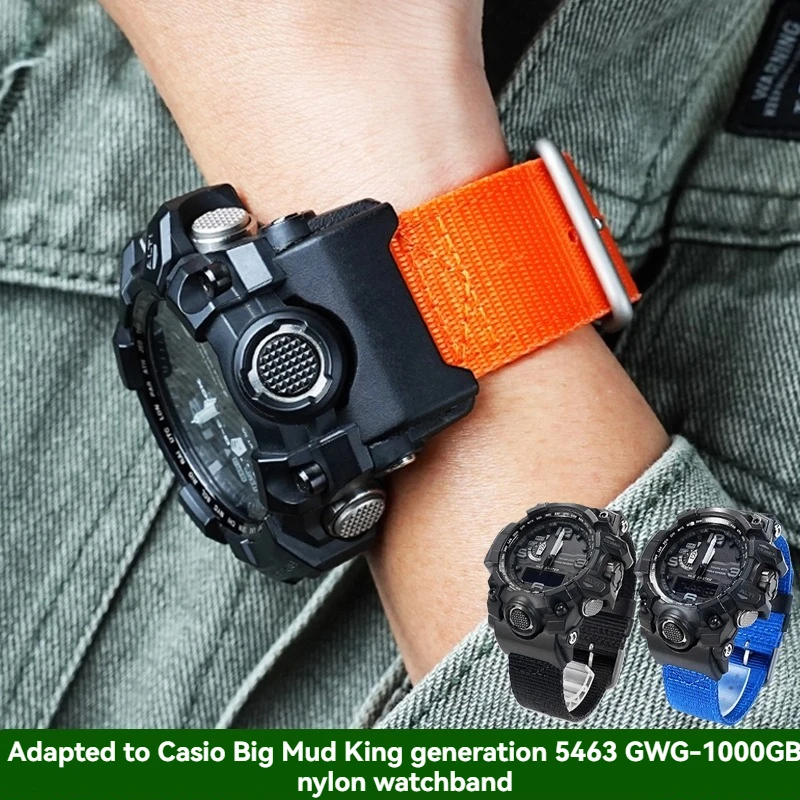 

Waterproof canvas watch strap For Casio G-SHOCK Big Mud King first generation 5463 GWG-1000GB modified nylon outdoor accessories