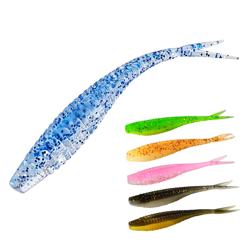 

6.5cm 1.3g 7cm 1.8g 10pcs/bag Artificial Swimbait Fork Split Tail Soft Plastic Fishing Lure Silicone Soft Shad Lure