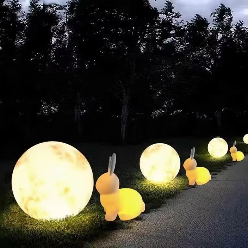 Outdoor Decoration Lunar Landscape RGB Color Changing Giant Space Ball Full Moon  Emitting Diode Light