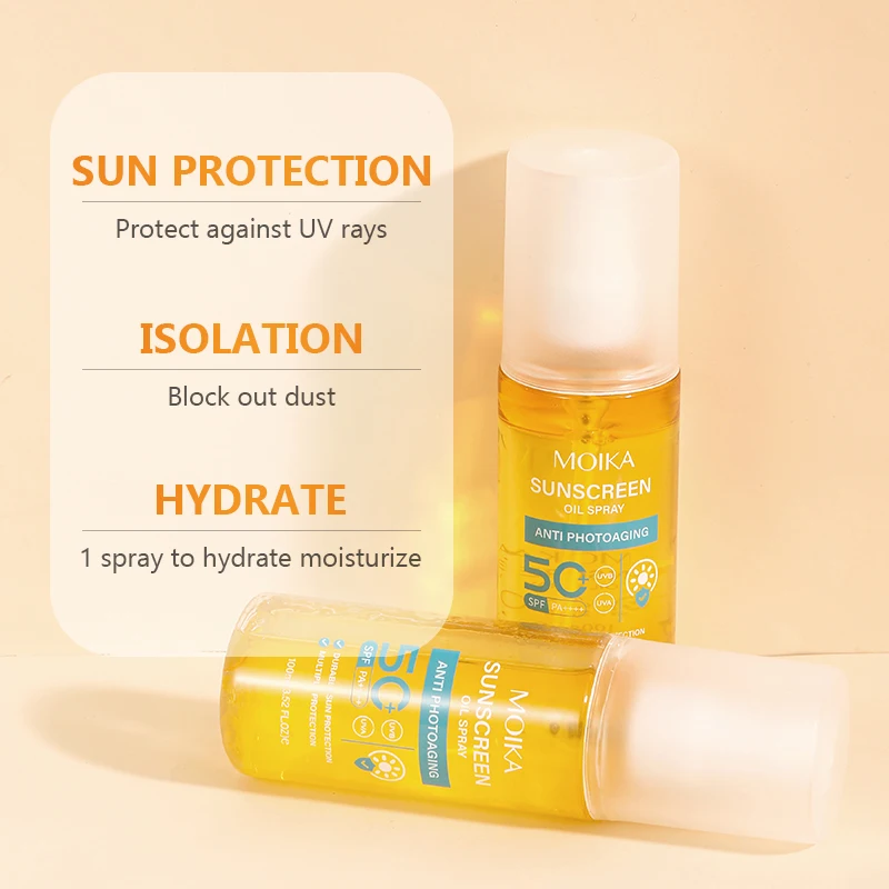 

Солнцезащитный спрей MOIKA SPF50+ - крем для лица и тела с эффектом осветления, защитой кожи и контролем жирности
