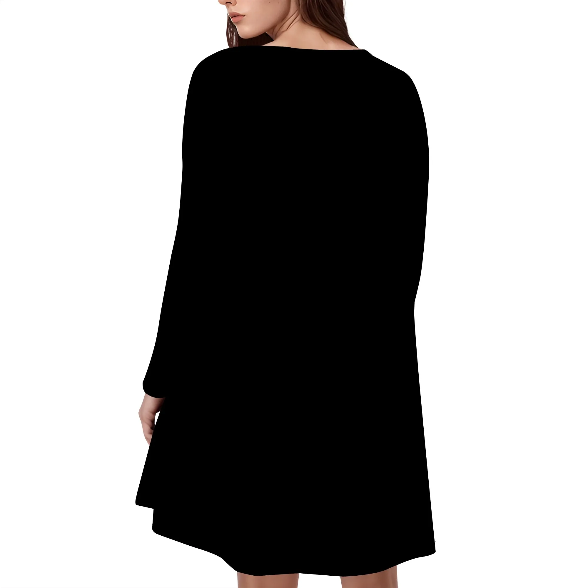 Women's Casual Plain Simple Long Sleeve T-Shirt Loose Dress