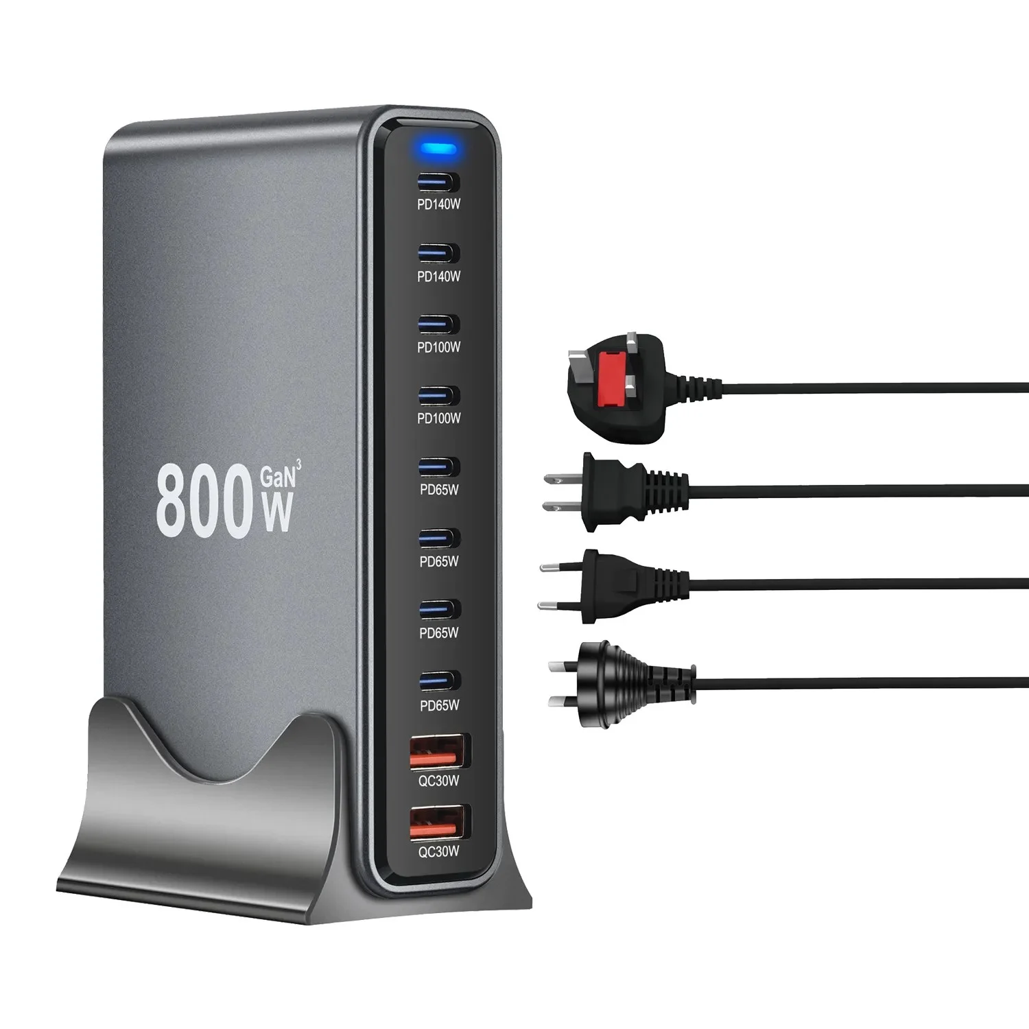 

800W USB C Charger Block 10-Multiport USB C Charging Station Desktop Wall Laptop Charger GaN PD for iPhone 16 15