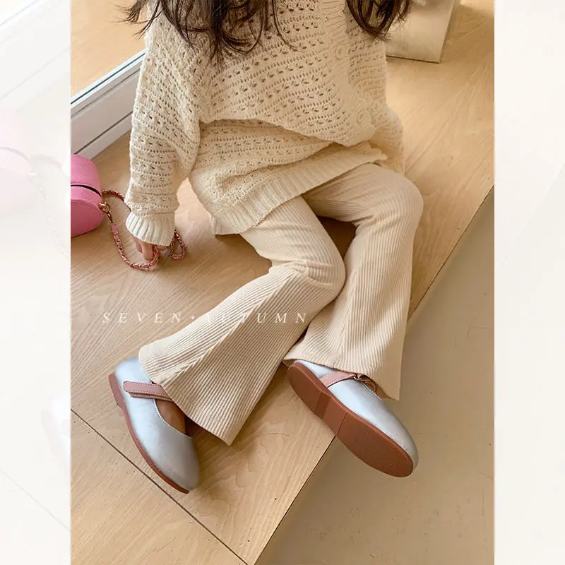 Spring Girls Leggings Fashion Solid Tight Bell-Bottoms Autumn Baby Girls Slim Fit Legging Children Pants