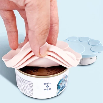 개 고양이 보관 주석 캡 뚜껑 밀봉 커버, 실리콘 캔 뚜껑 밀봉 피더, 식품 재사용 가능, 휴대용 커버 뚜껑, 애완 동물 용품