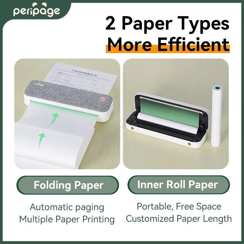 PeriPage A4 Continuous Thermal Bluetooth Printer Wireless Maker PDF Webpage Contract Picture Bluetooth Printer Paper No Need Ink