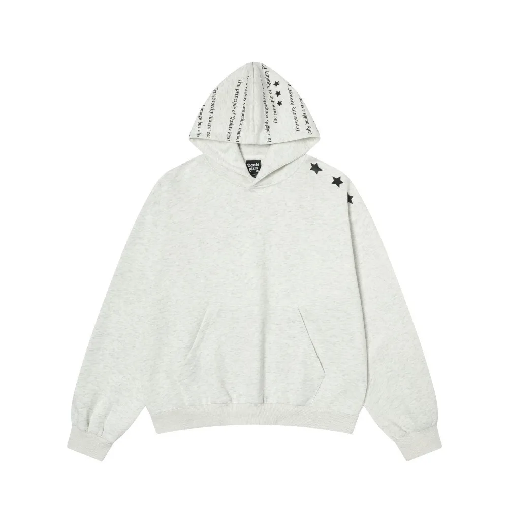 

TAELE plus Autumn Sportswear Hoodie ex Star Print Color Blo Street Sle Warm Cotton Polyester Blend Casual Outerwear
