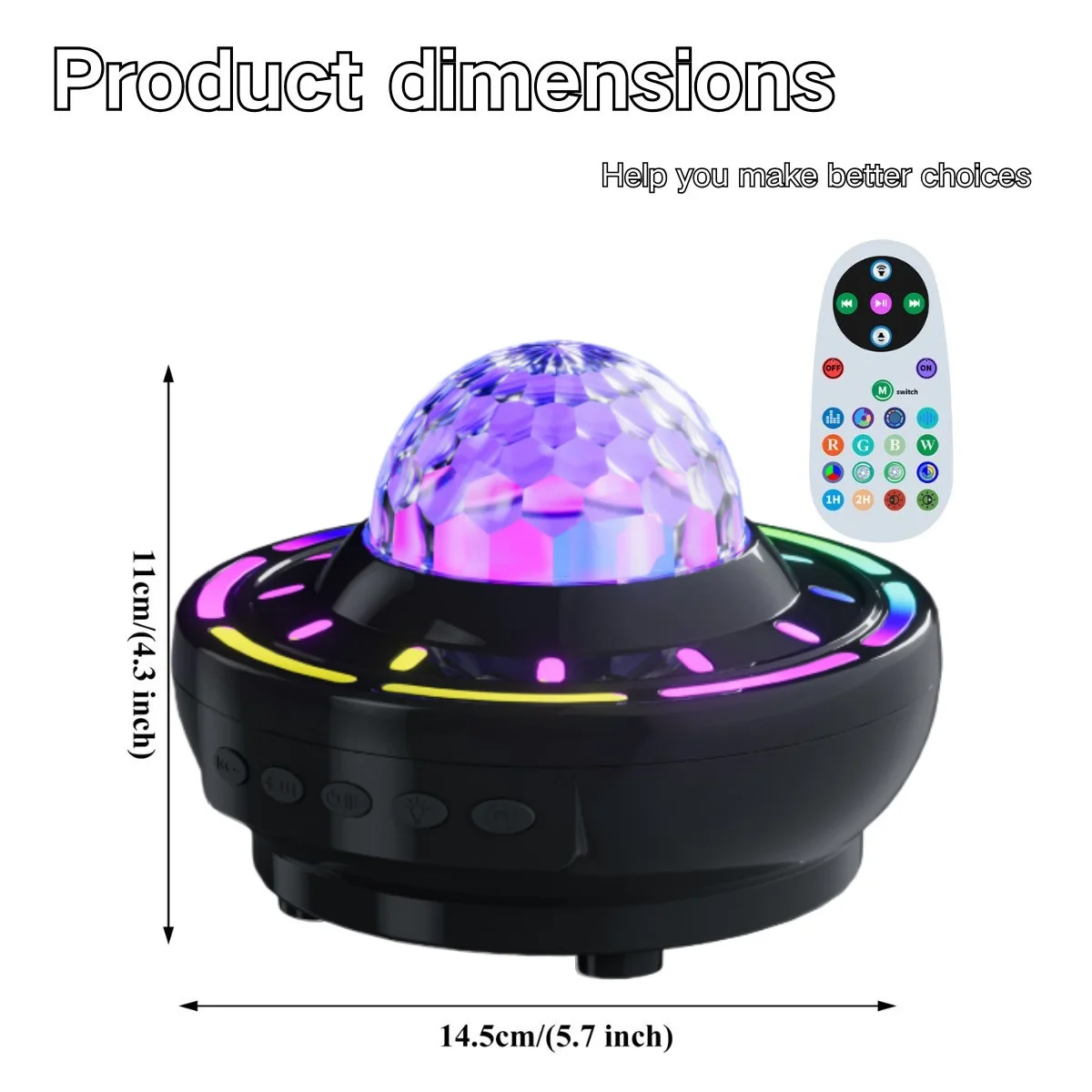 1 шт., креативная красочная Bluetooth-колонка НЛО, вспышка, атмосфера, настольная лампа, пульт дистанционного управления, семицветный градиент