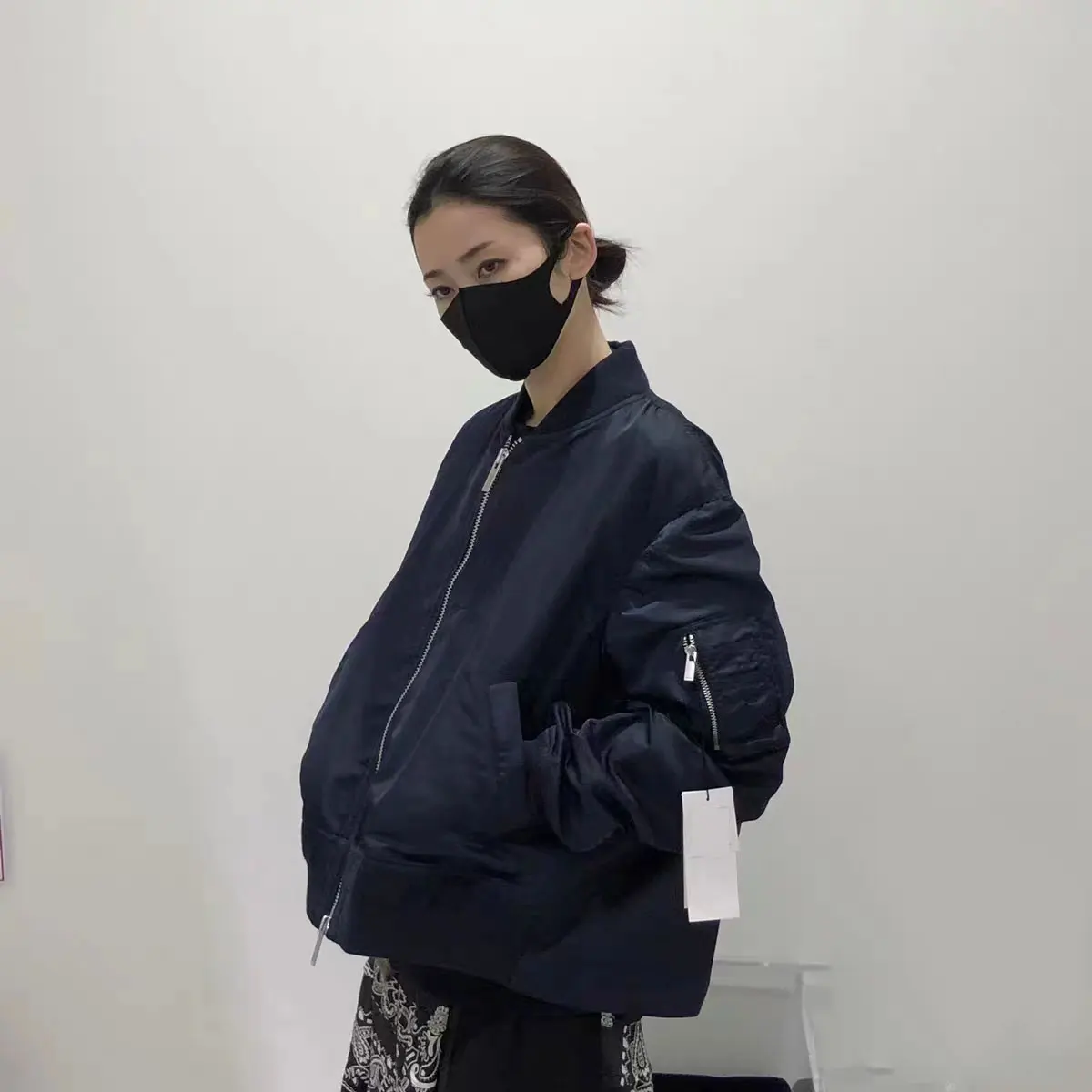 SAC Japan design back pleated splicing flight jacket jacket