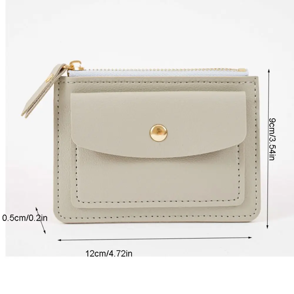 Multifunctional Leather Coin Purse Square Zipper Hasp Wallet ID Card Case Credit Card Holders Short Credit Card Holder Travel